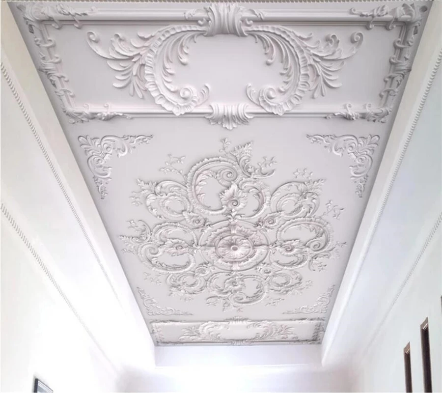 

Drop Shipping Custom Wallpaper Embossed European Pattern Plaster Line Carved TV Background Wall Paper Living Room Ceiling Mural
