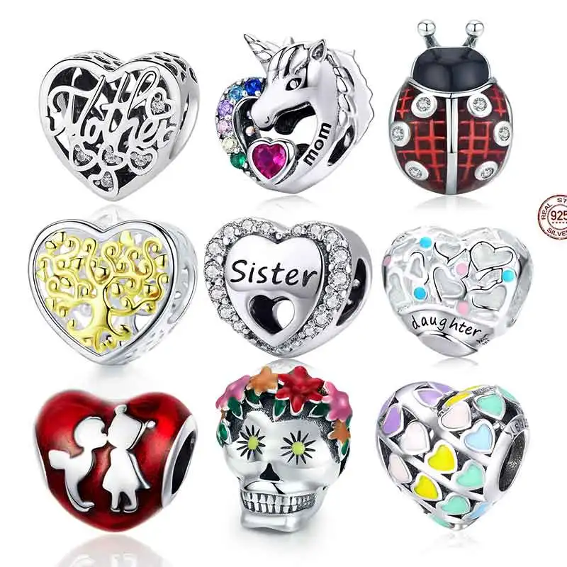 CodeMonkey 100% настоящие 925 Серебристые бусины в форме сердца подходят к оригинальному