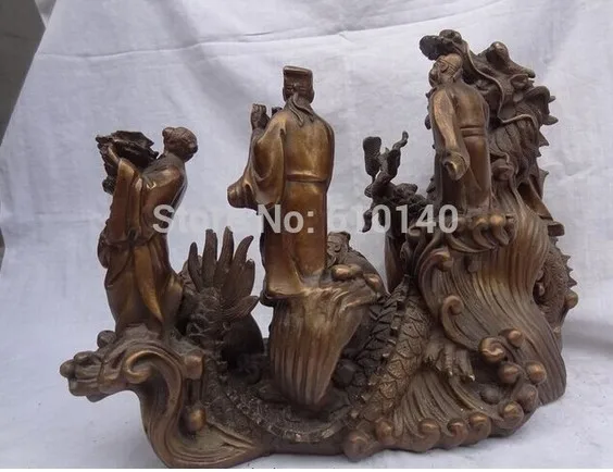 311 1" Китайский Бронзовый 8 God Ride Dragon GuoHai Betsien Gvaq Haij BaXian набор статуи