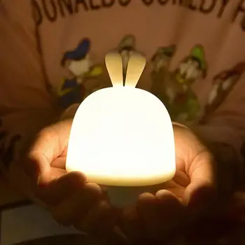 

Cute Rabbit Silicone Dimmable LED Night Light USB Rechargeable Bedside Lamp