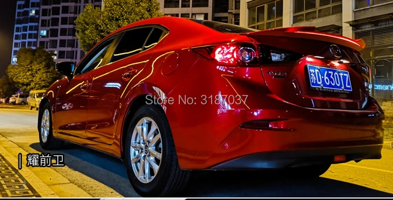 Для Mazda 3 Axela спойлер с светодиодный светильник поток светильник источник ABS пластик задний спойлер на крыло, крышу багажник губы крышка багажника автомобиля стиль