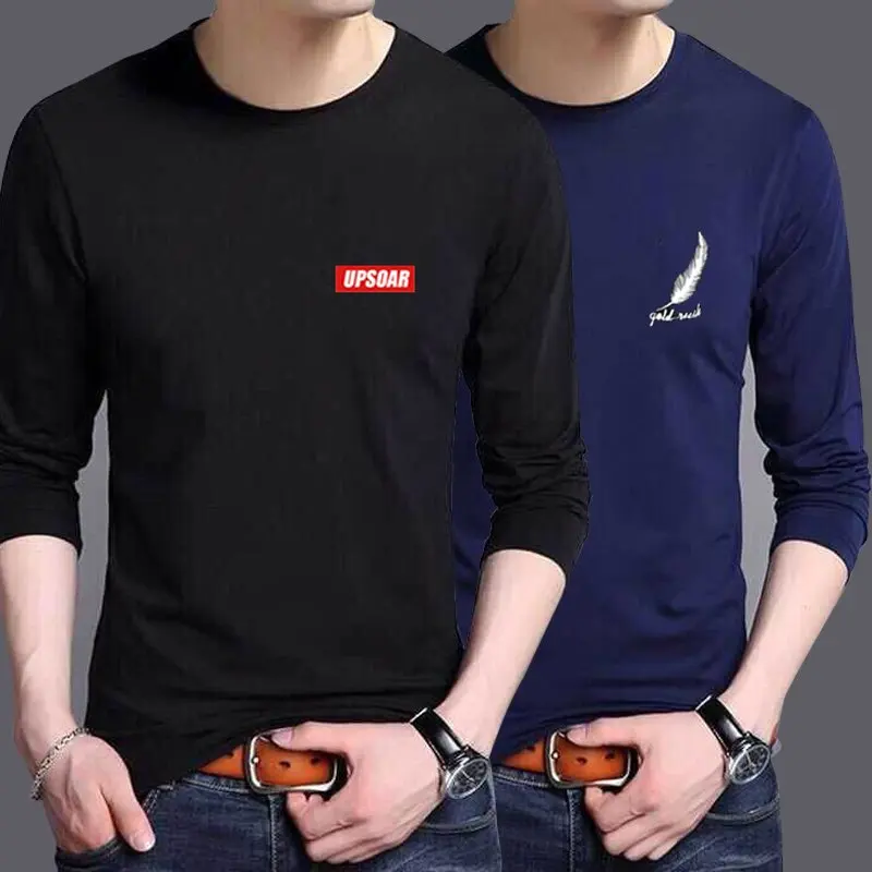 

Big size cotton t shirt Spring/autumn fashion mens T-shirt homme men's long sleeved O-neck solid color casual T-shirts Tops Tees