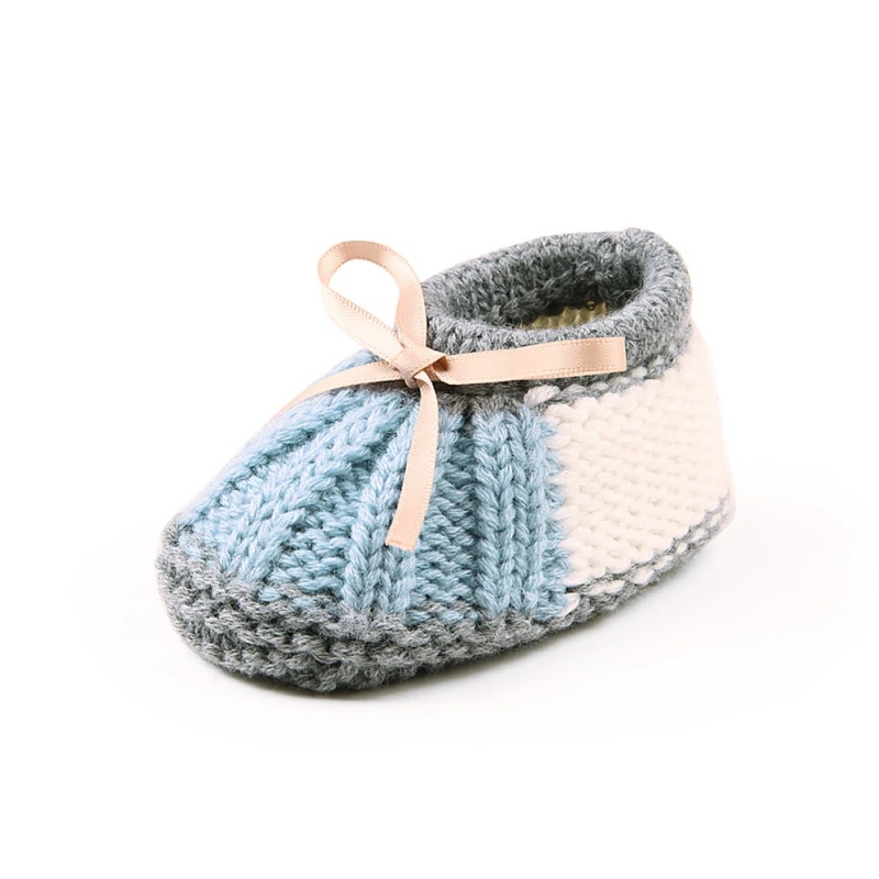 BLUE Обувь для новорожденных мальчиков и девочек; теплое зимнее вязание; ботинки; носки; Чехлы для обуви; Плюшевые Чехлы для маленьких мальчиков и девочек - Цвет: BLUE