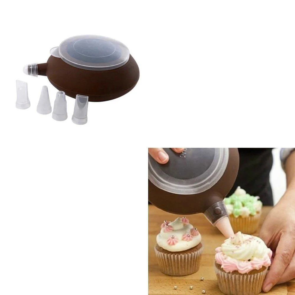 

Butter Squeezer Baking Tool Mould Silicone Macaron Pot Baking Nozzles Kit Set for Pen Cream Gift Muffin Dessert Decorator