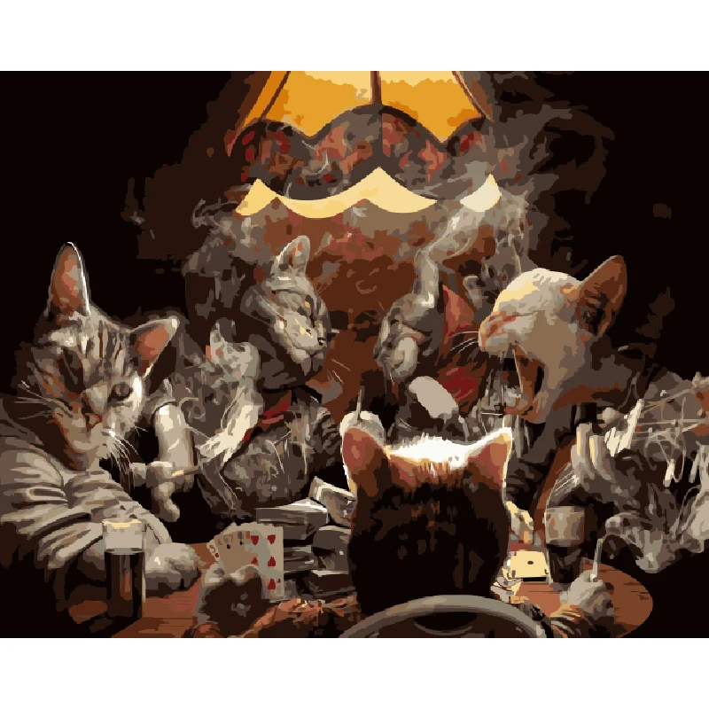 

Party Cat.Hand Made Paint High Quality Canvas Beautiful Painting By Numbers Surprise Gift Great Accomplishment