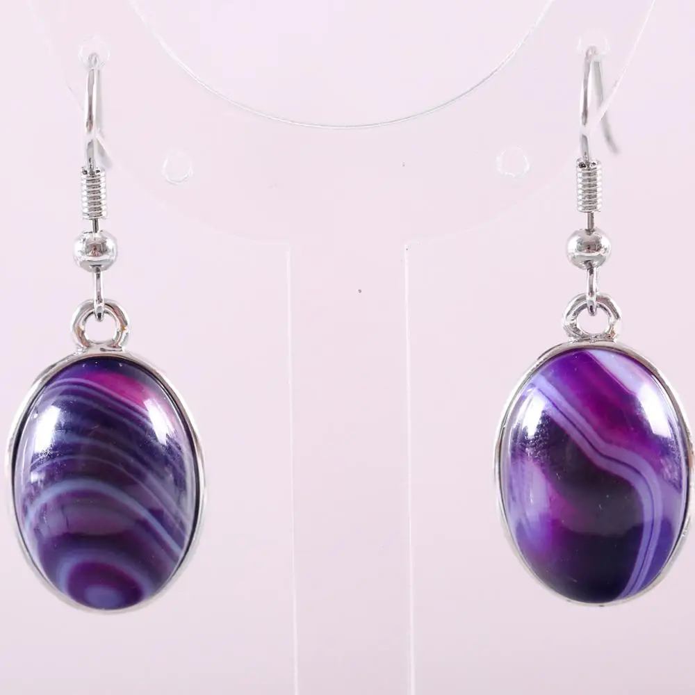 Dangle Earrings Drop Earrings Pendant Earrings Long Earrings Natural Stone Dangle Earrings For Women Real Blue Onyx Oval Beads Stainless Steel Earrings 1Pair