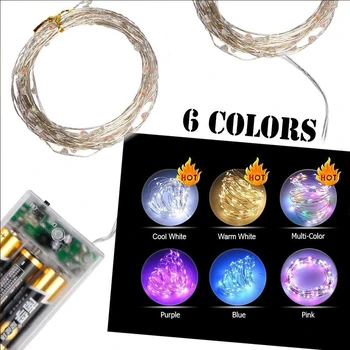 

2M 3M 20 30 LEDs Starry String battery Lights Fairy Micro LED Transparent Copper Wire for Party Christmas Wedding 10 colors