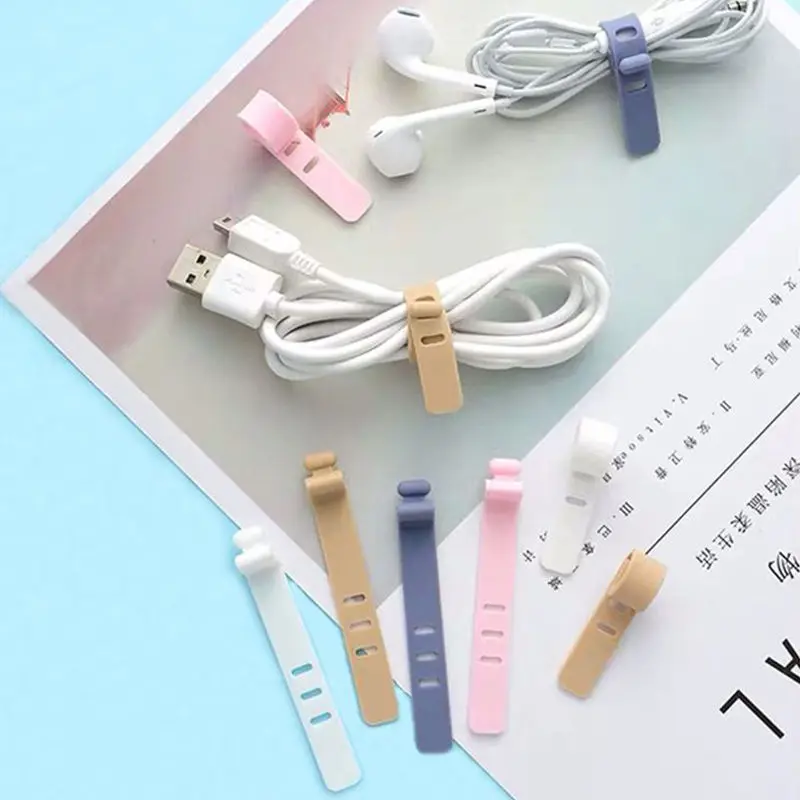 10PC Silicone Cable Strap Clips Wire Organizer Data Cable Reusable Cable Tie 3 Holes Beam Line Cord Winder Holder Keeper Manager - 3
