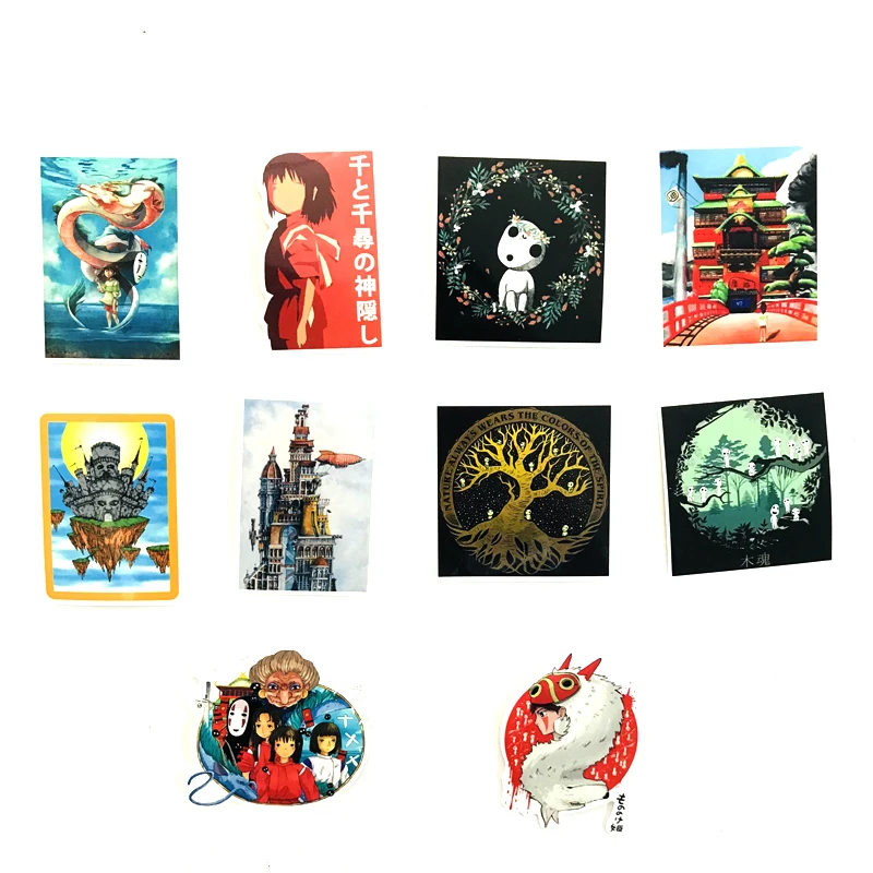 100 шт стикер s Miyazaki аниме Хаяо стикер Мой сосед Тоторо/Унесенные спиралью для скейтборда ноутбук велосипед водостойкие Переводные картинки