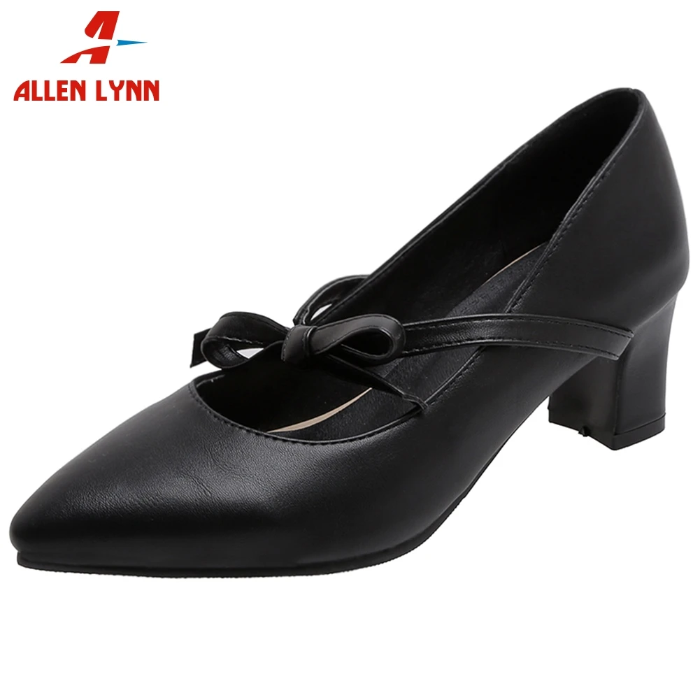

ALLEN Fashion Lady Casual Office Consise Shoes Woman Bowtie Pointed Toe Slip On Shallow Fashion Pumps Women Spring Pumps