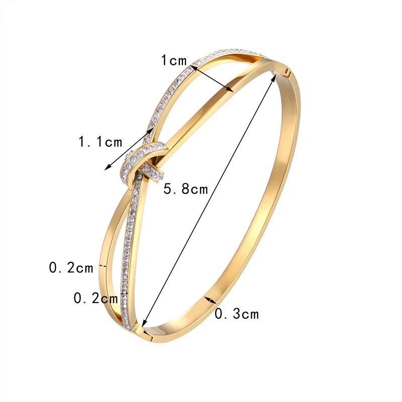 Bracelet en Zircon demi-cercle pour femme, Design classique, acier inoxydable, or, Rose, argent, bijoux de couleur, vente en gros, BG34