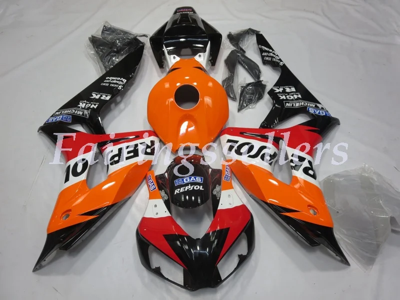 Vibrant Repsol Style Литьевая Форма ABS Полный комплект обтекателя Подходит для Honda CBR1000RR 06 07 2006 2007 1000RR Обтекатели Желтый Росси - Цвет: Vibrant Repsol Style