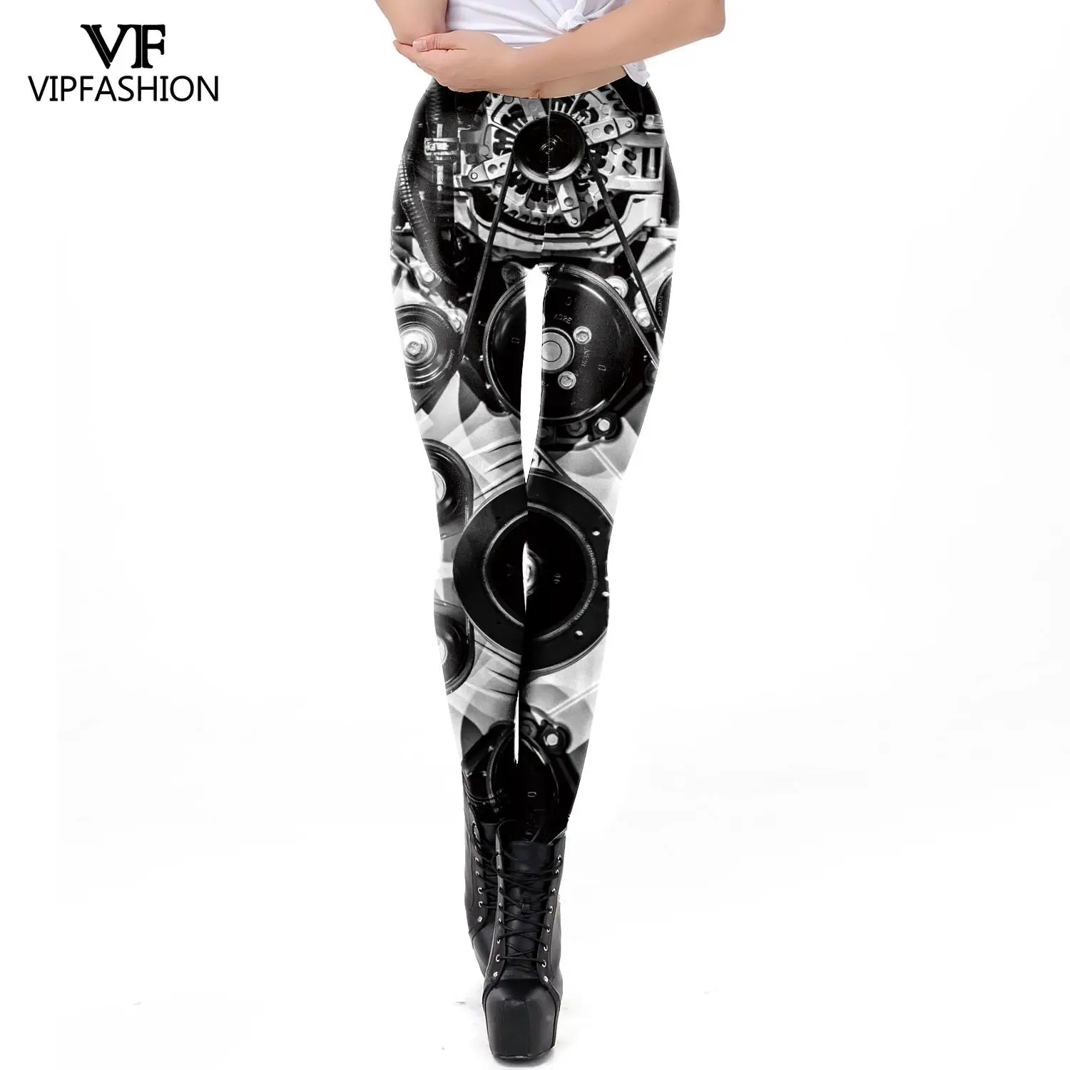 

VIP FASHION New Women 3D Steampunk Retro Leggings Skinny Pants Gym Comic Print Gothic Trouser Female Stretch Punk Lggings