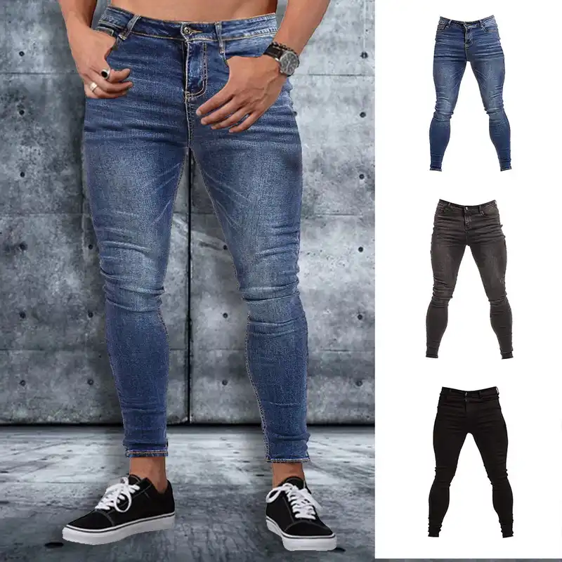 mens stretch denim jeans elastic waist