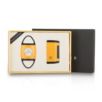 

GALINER 2 Jet Gas Torch Cigar Lighter Windproof Metal Cigar Cutter Portable Travel Cigar Accessories Lighter And Cutter Set