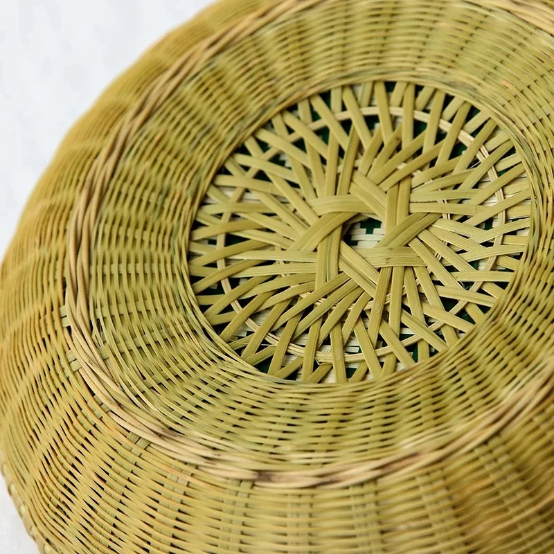 Storage basket hand-woven bamboo thread diameter 30cm Chinese style tea set jewelry storage basket interior furniture decoration