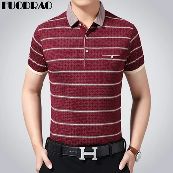 

MIACAWOR New 2020 Summer Men Polo shirts Casual Striped Tee shirt Homme Slim Fit Short-sleeve Camisa Poloshirt B041
