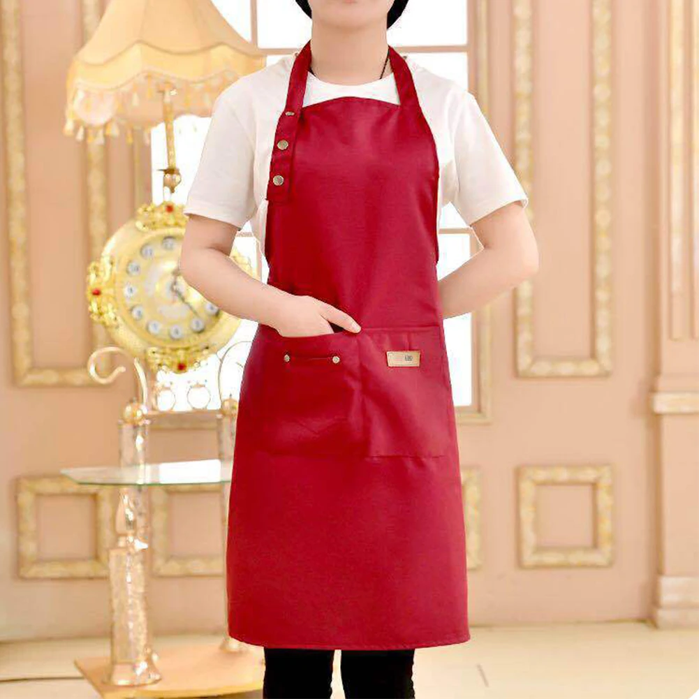 Baking Fashion Waterproof Apron Practical Women With Pockets Kitchen Cooking Solid Restaurant Butcher Canvas Multipurpose