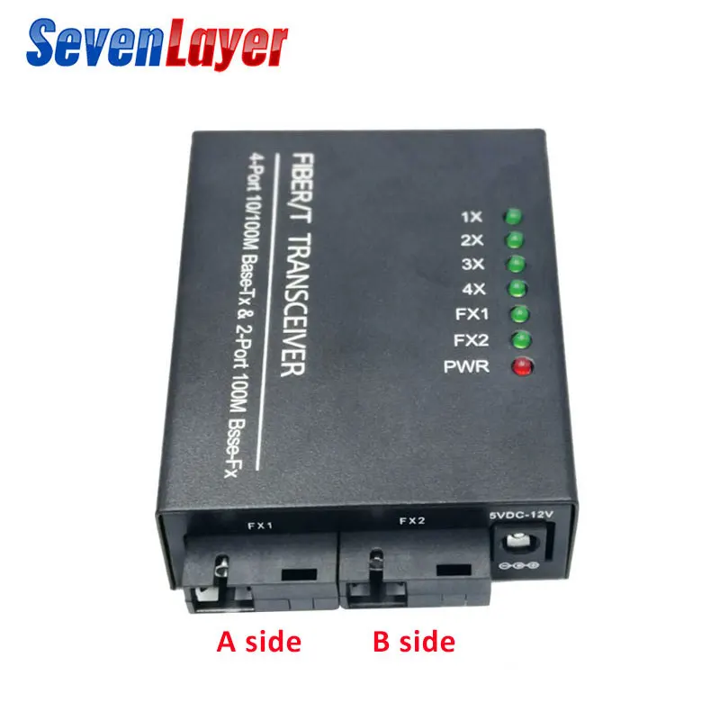 Коммутатор эфирной сети 4 RJ45 2 SC оптический медиа конвертер одномодовый волоконно-оптический Порты и разъёмы 10/100 м mini