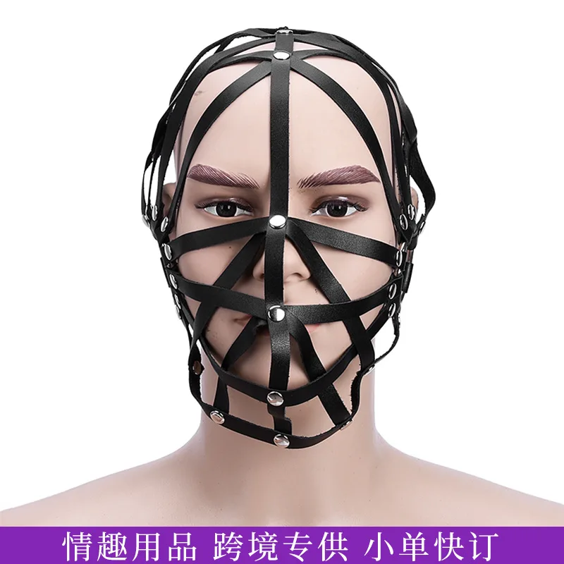 

Manufacturers Direct Selling Adult Products Cross Article Leather Head Band Bound Semi Closed-toe Mask Head Bound Sexy Toy