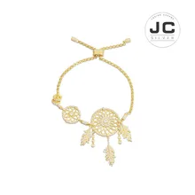 Новинка, модные подвески, серебро 925,, ювелирное изделие, желтое серебро, Ловец снов, регулируемый браслет для женщин с монологотипом, подарок