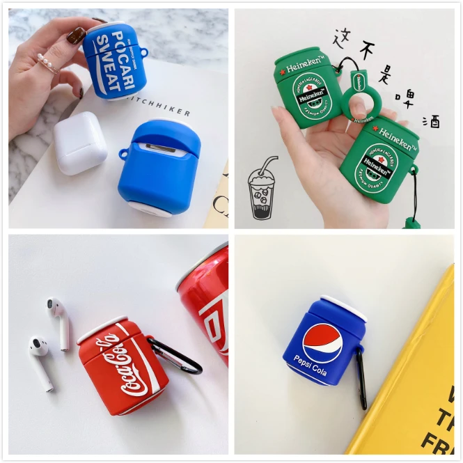 

Cute Drink Soft Silicone Case For Airpods Case Bluetooth Wireless Earphone Case For Apple Airpods With Keychain Protective Cover