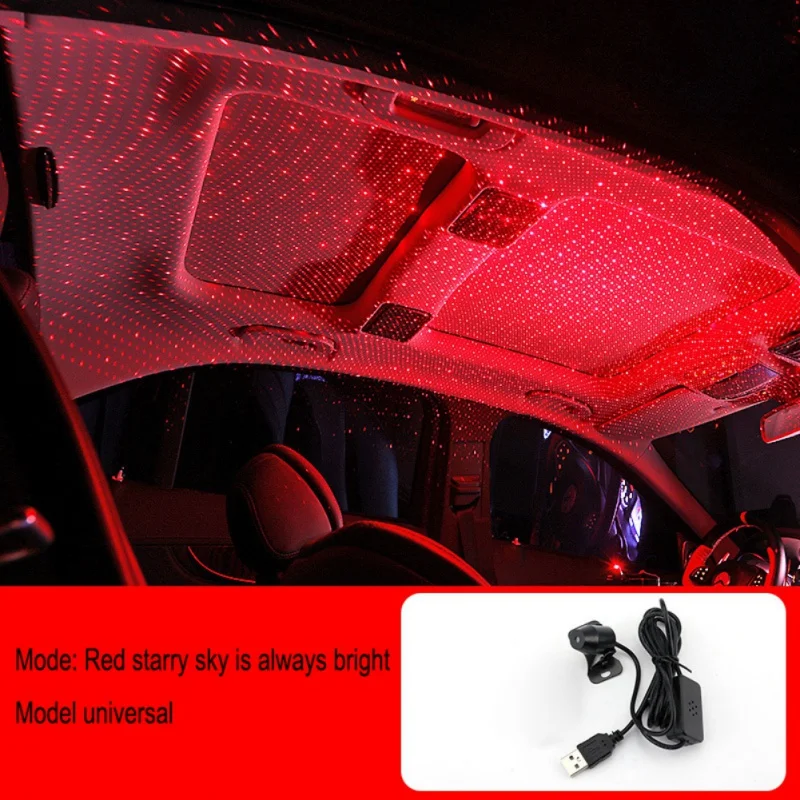 Car Interior Atmosphere Lights LED Fecorative Armrest Box Romantic Auto Roof Star LED Red Light Night Light Projection Lamp