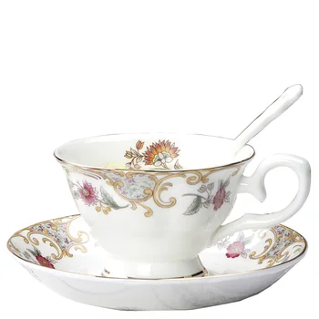 

Creative European Tea Cup Set and Saucer Bone China Coffee Cup Teacup Porcelain Nice Gift Home Party Afternoon Tea J
