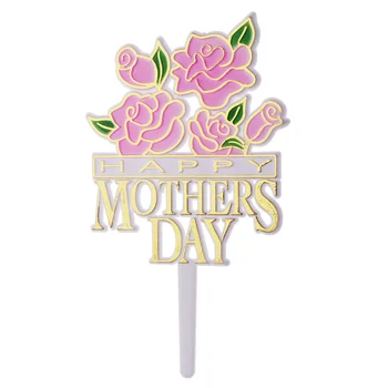 

10pcs Cake Topper Decorative Party Topper Cake Flag Cake Decoration for Mothers Day (Pink)