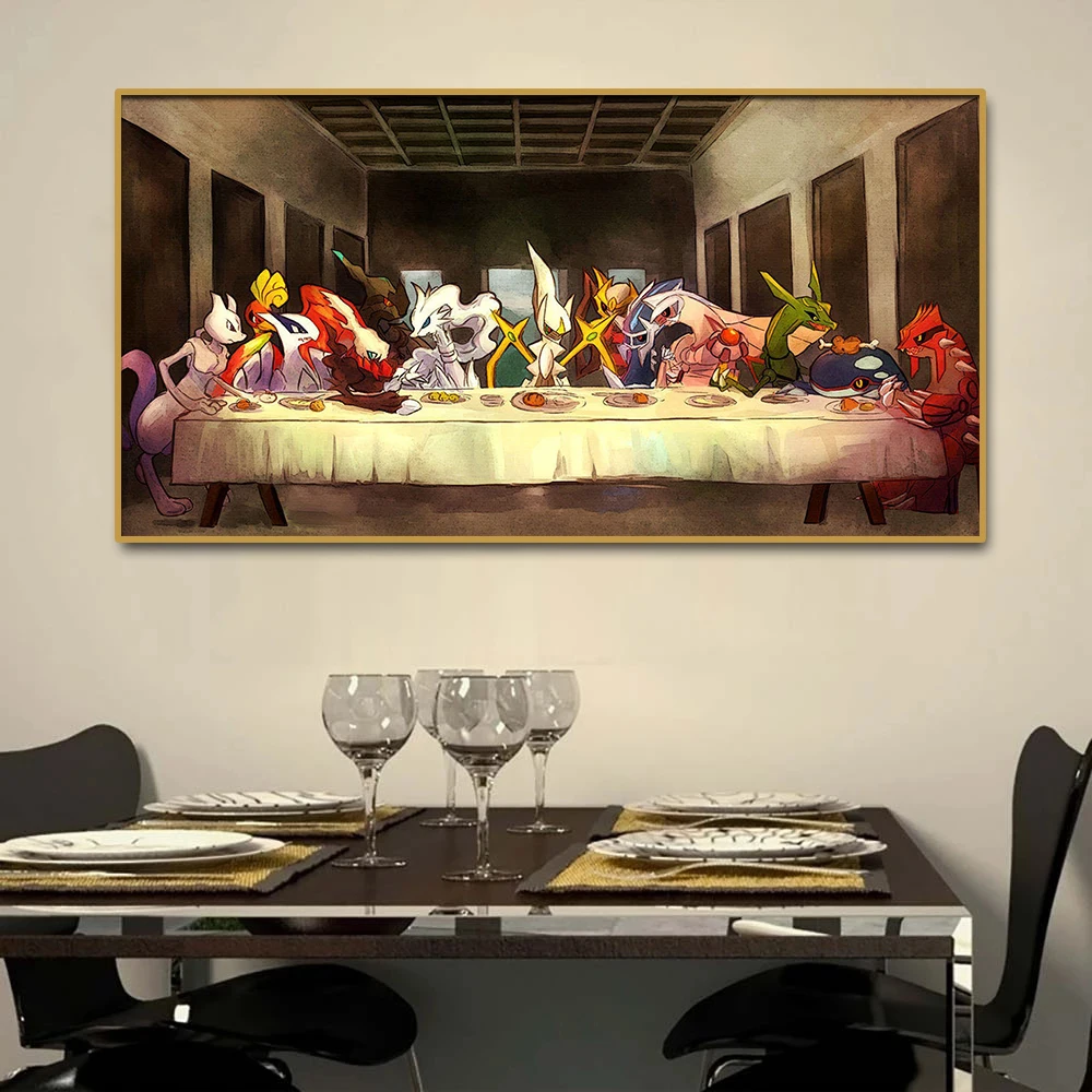 Pokemon Canvas Art Painting The Last Supper Modern Cartoon Anime Poster Mural Decoration Picture Children's Gifts Decorative Pokemon Canvas Art Painting The Last Supper Modern Cartoon Anime Poster Mural Decoration Picture Children's Gifts Decorative