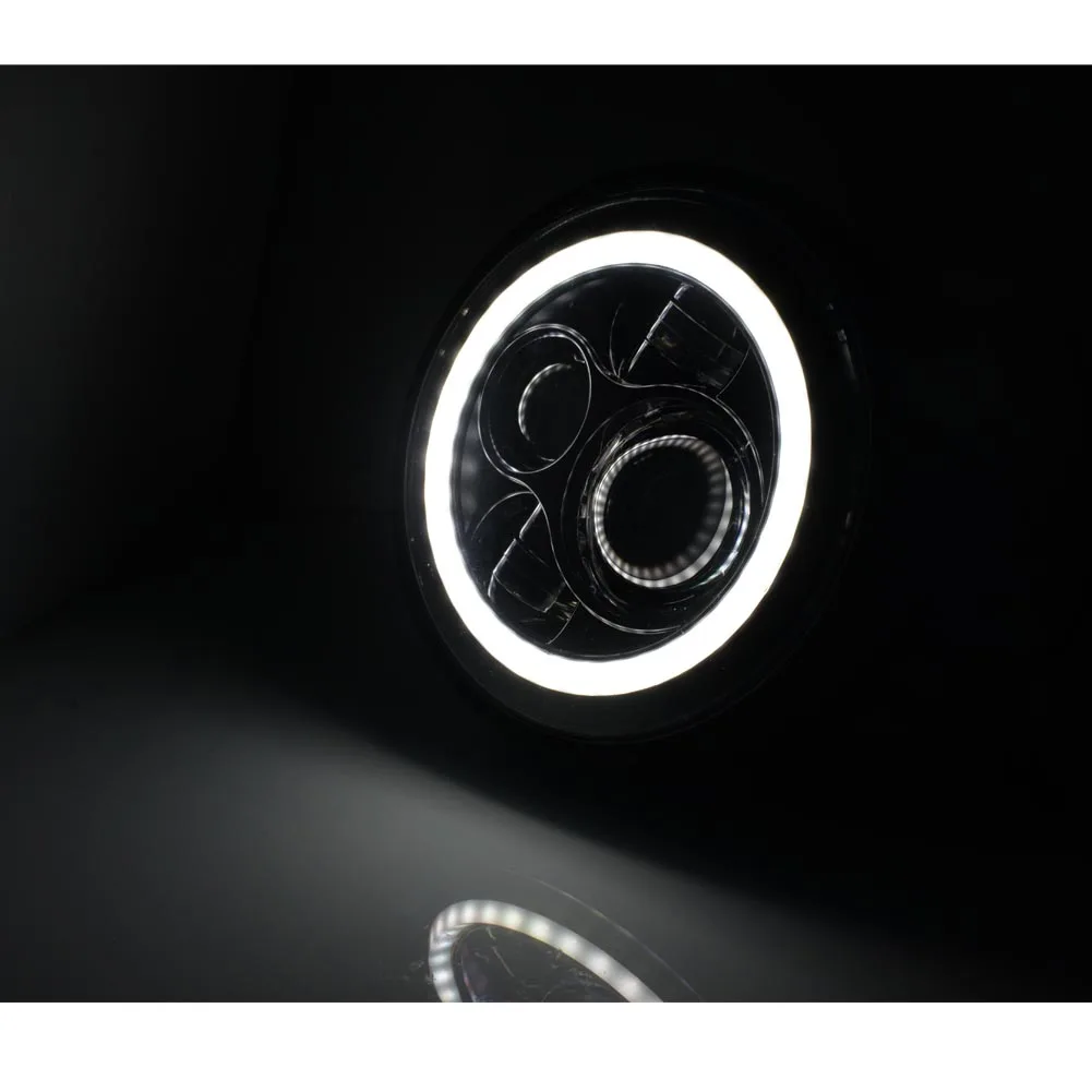 " Корпус фар проектор Ангел глаз HID Hi/Lo круглый светодиодный Buttom Крепление Фары фары для Harley Davidson Bobber