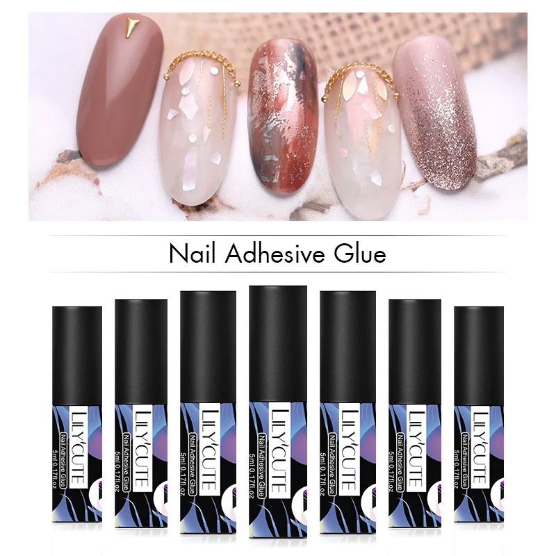 Adhesive Glue LILYCUTE, 5 мл, клей для ногтей, наклейки из фольги, переводные наклейки для ногтей, советы для украшения, инструменты для ногтевого дизайна, не требуется отверждения УФ-лампы - Цвет: Adhesive Glue