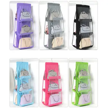 

6 Pocket Hanging Bag Rack Hanger Storage Storage Holder Organizer Closet 90*35CM