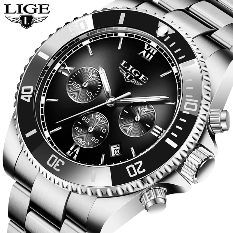 

LIGE Top Brand Luxury Fashion New Men Watch 30ATM Waterproof Date Clock Male Sport Watch Men Quartz Wristwatch Relogio Masculino