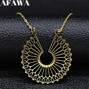 

Fashion Bohemia Stainless Steel Flower of Life Necklace Women Gold Color Chain Necklace Jewelry collier femme N614S02
