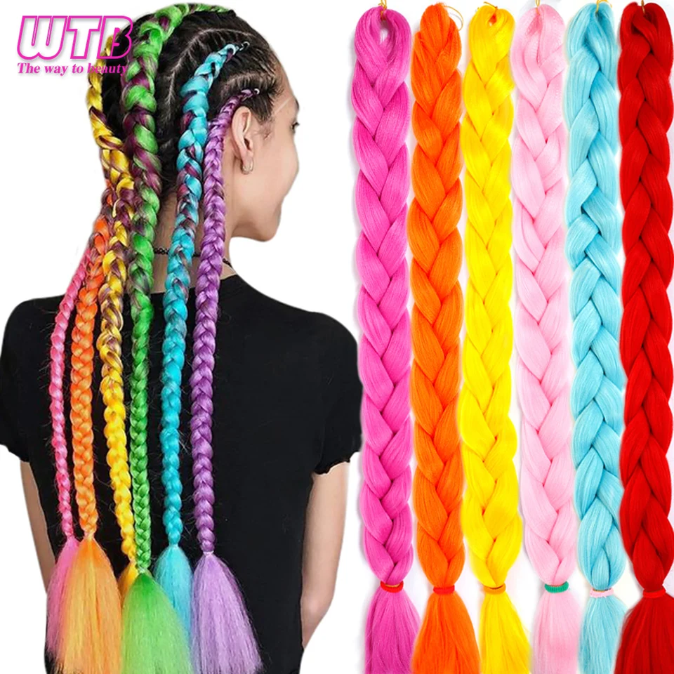 

WTB 165g Synthetic Long Jumbo Braiding Hair Extensions for Women Crochet Braids Hair High Temperature Fiber Hairpieces