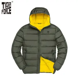 Сила тигра зимняя куртка Для мужчин мягкий пуховик модная куртка Повседневное пальто с капюшоном Для мужчин парка Теплая демисезонная