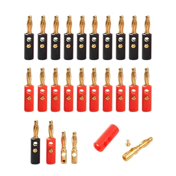 

10Pcs 4mm Banana Plug Gold Plated Black & Red for Audio Video Speaker Cable Wire Connectors Banana Connector Adapter Set