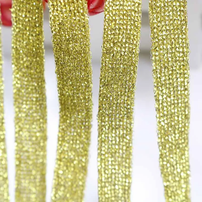 30 метров полиэстер вязание Золото Серебро тесьма спортивные штаны ткань сторона