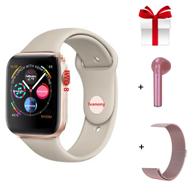 IWO 8+Strap+Earphone/Set Smartwatch Women Men Fitness Tracker Bluetooth Smart Wtach for IOS Android ECG Heart Rate Monitor Clock