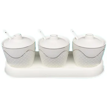 

Simple Ceramic Seasoning Pot Seasoning Bottle Set Seasoning Box Seasoning Box Salt Shaker Seasoning Bottle Pot Household Spice