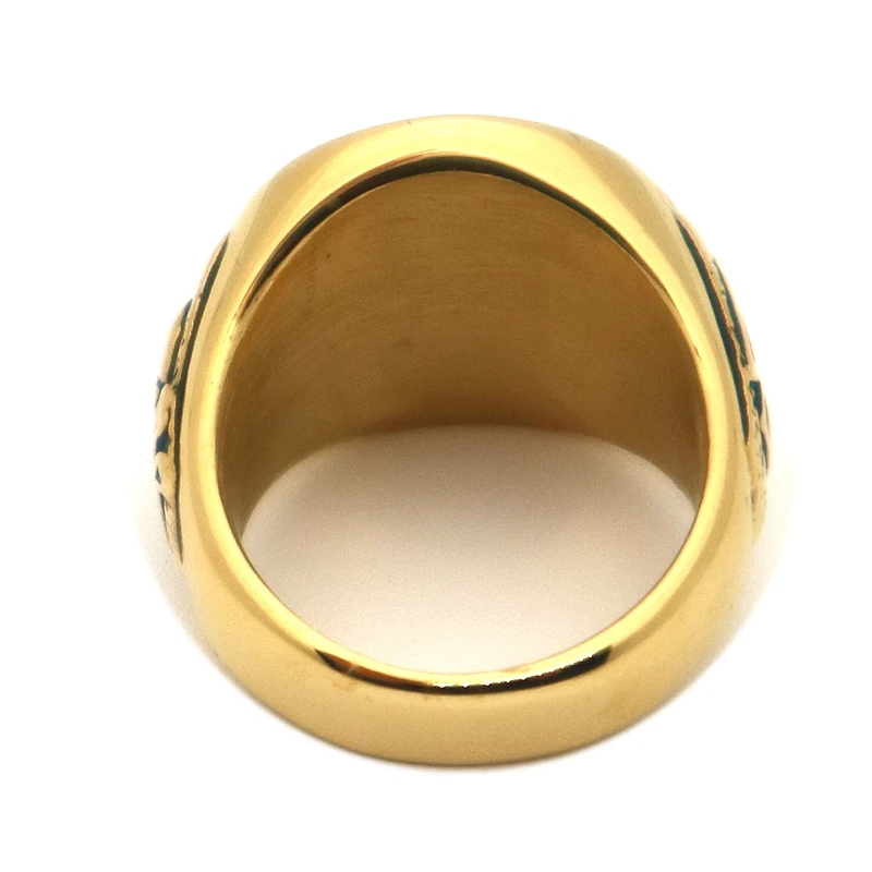 Unisex 316L Stainless Steel Knights of Columbus Christianity Catholicism K of C Cross Skull Gold-Color Ring 6