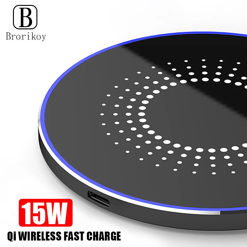 15W Qi Wireless Charger Quick Charge for Huawei Mate 20 Pro Samsung Note 10 Plus Metal Wireless Charging for iPhone X Xs Max 8