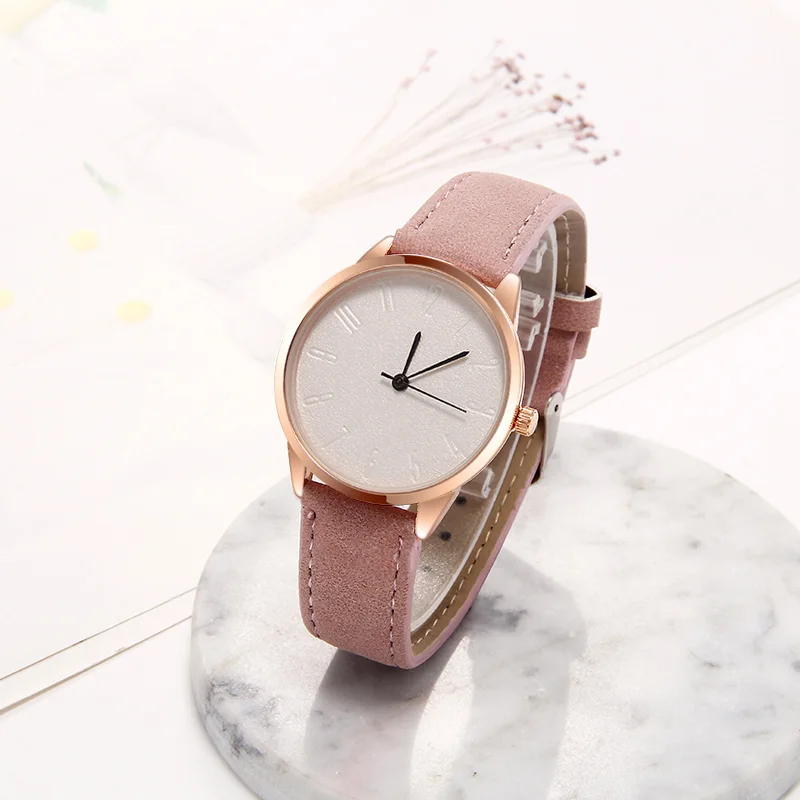Розовый WJ-7917 reloj mujer простые женские часы кожаный ремешок Пряжка часы для женщин кварцевые наручные часы relogio feminino montre femme - Цвет: Розовый