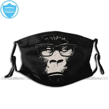 

Gorilla Mouth Face Mask Hipster Gorilla With Glasses Facial Mask Kawai Cool with 2 Filters for Adult