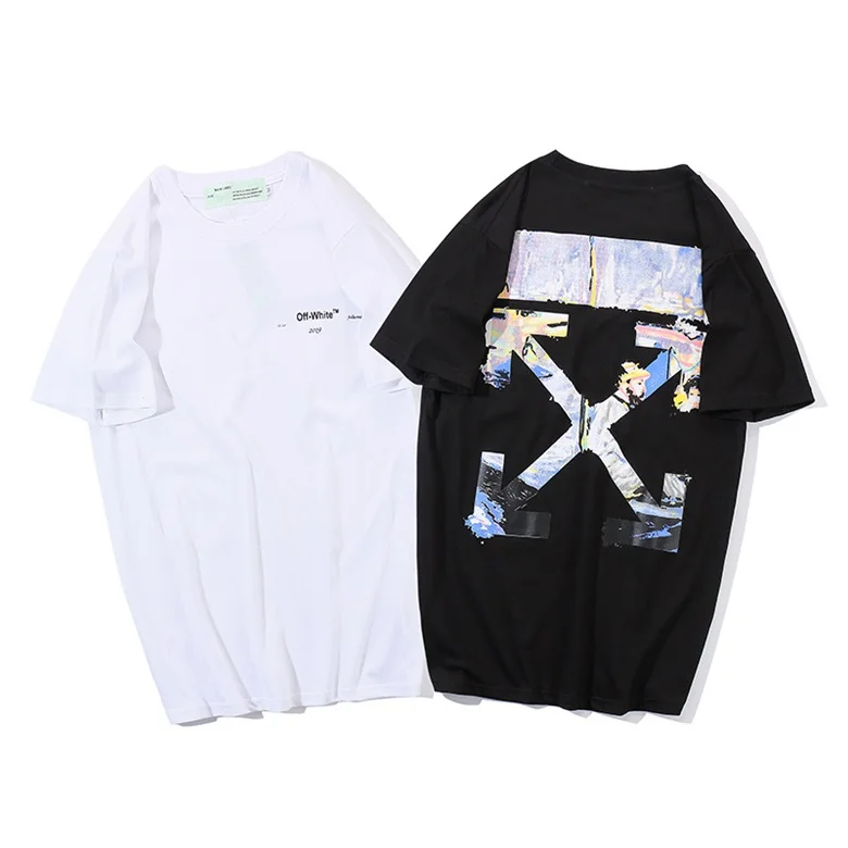 OFF-WHITE новая картина маслом граффити стрела уличный танец одежда мужская футболка с коротким рукавом хип футболка хип-хоп