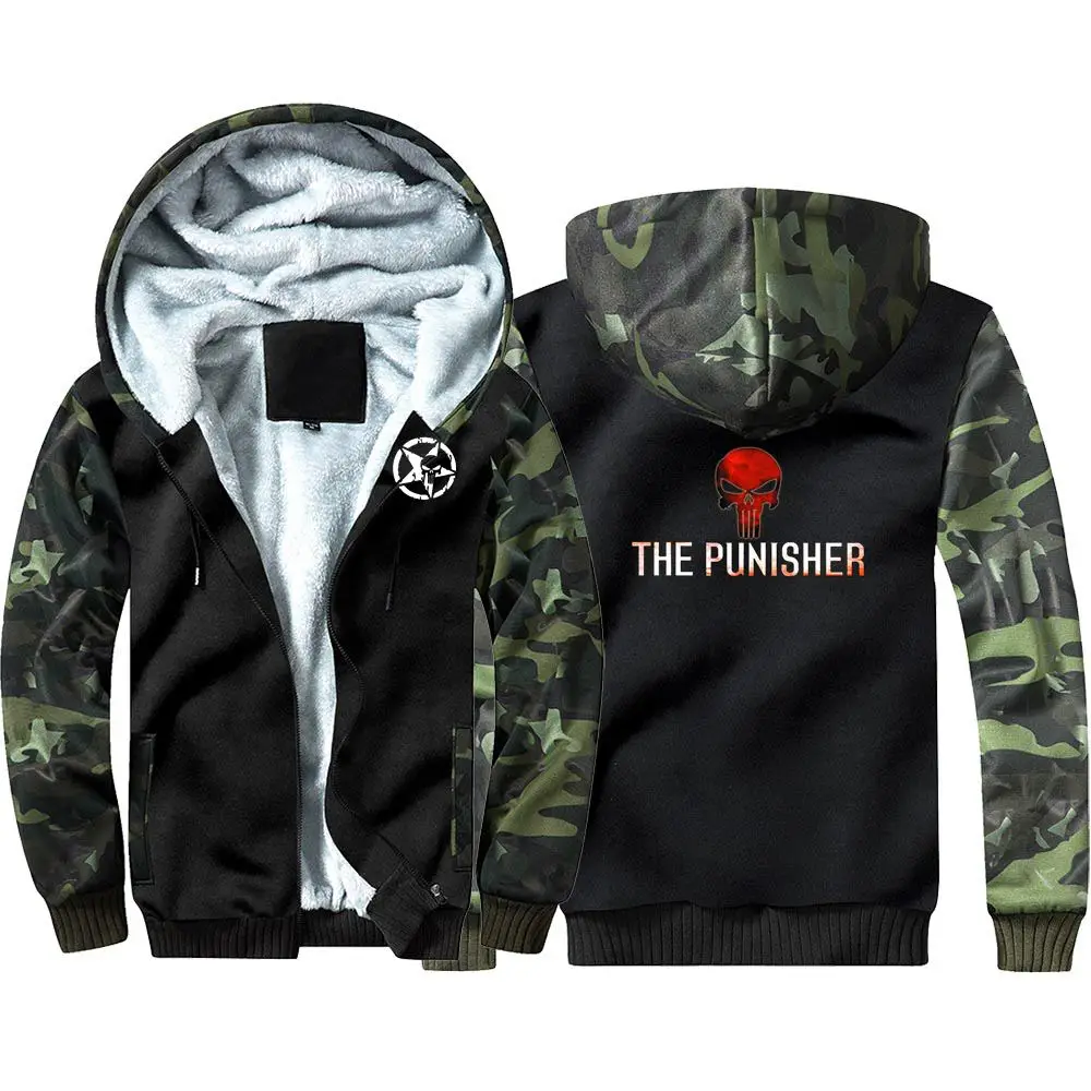 New The Punisher Camouflage Hoodie Sweatshirts Winter Thicken Hooded Coat Cosplay Costume Warm Men Women Clothing - Цвет: 06