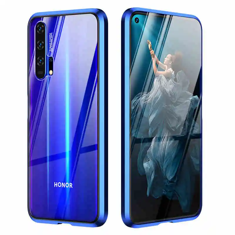 Изогнутый на 360 ° защитный чехол Honor20 Магнитная металлическая рамка двойное