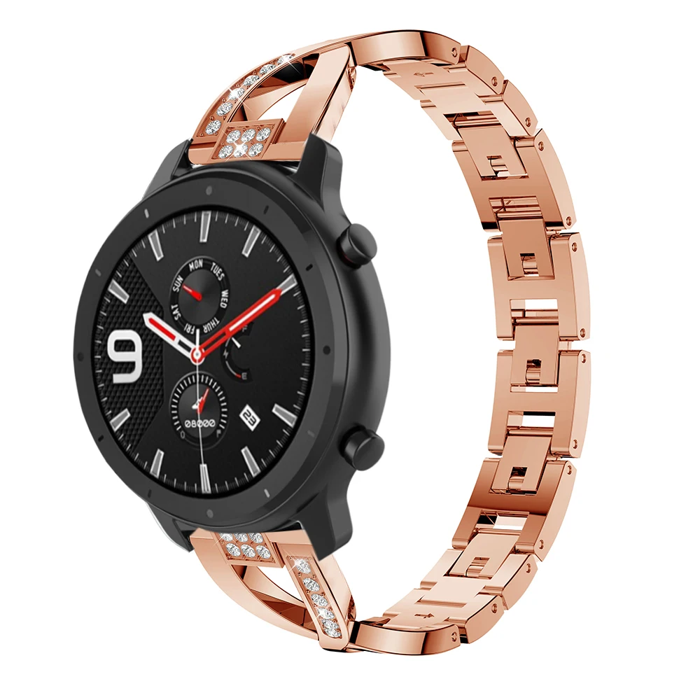 20 мм ремешок из нержавеющей стали для samsung galaxy watch Active 2 40 мм/42 мм для huami Amazfit GTR 42 мм часы - Цвет: rose gold