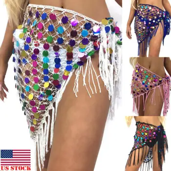 

Sexy Women Cover Up Sequin Shiny Club Mini Skirt Party Dance Bling Tassle Fringe Beachwear